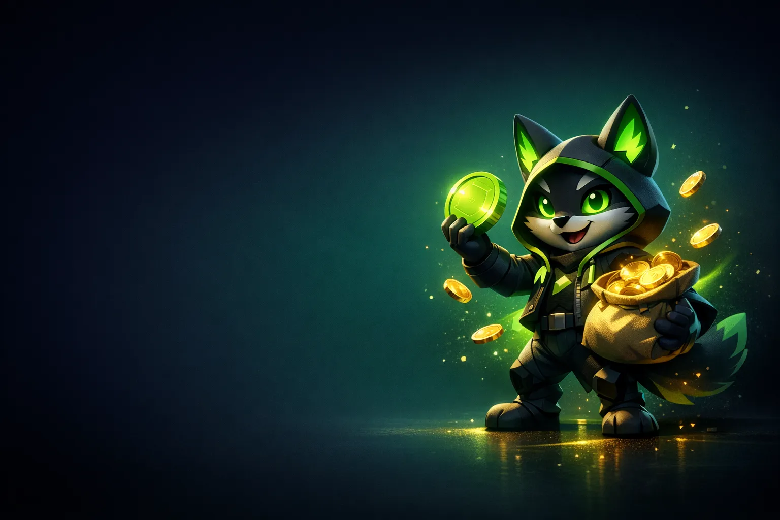 Cinematic 3D hero image for BCGame bonus page featuring a glowing geometric crystal with deep navy and gold accent lighting